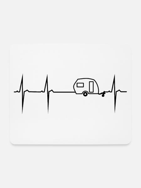 herzschlag wohnwagen - Mousepad (Querformat) - Weiß