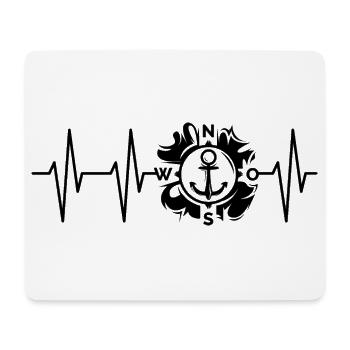 battement de cœur, boussole, pouls, icône d’ancre, ecg, icône de mer - Tapis de souris (format paysage) - blanc - Devant