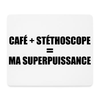 Café + stéthoscope = ma superpuissance - Tapis de souris (format paysage) - blanc - Devant