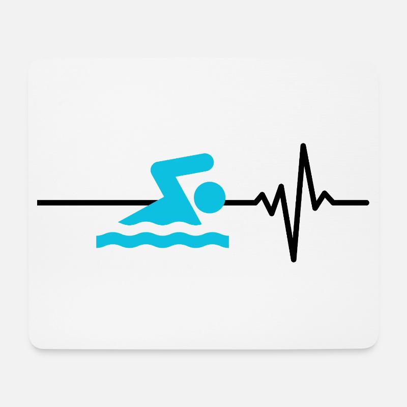 Schwimmen ist mein Leben, Herzschlag, Triathlon - Mousepad (Querformat) - Weiß