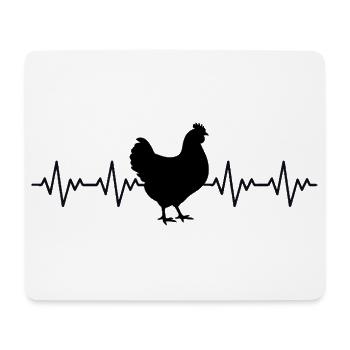 Coq Coq poule Battement de cœur ECG - Tapis de souris (format paysage) - blanc - Devant