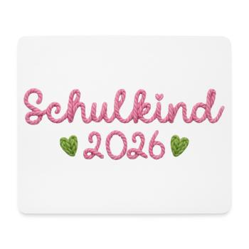 Schulkind 2026 mit Herzen Faux Yarn Strickmuster  - Mousepad (Querformat) - Weiß - Vorne