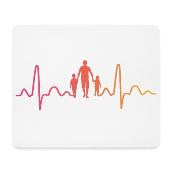 Père avec deux fils battement de coeur papa fils - Tapis de souris (format paysage) - blanc - Devant