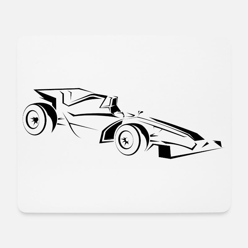 Minimalistischer Rennwagen Line Art - Mousepad (Querformat) - Weiß