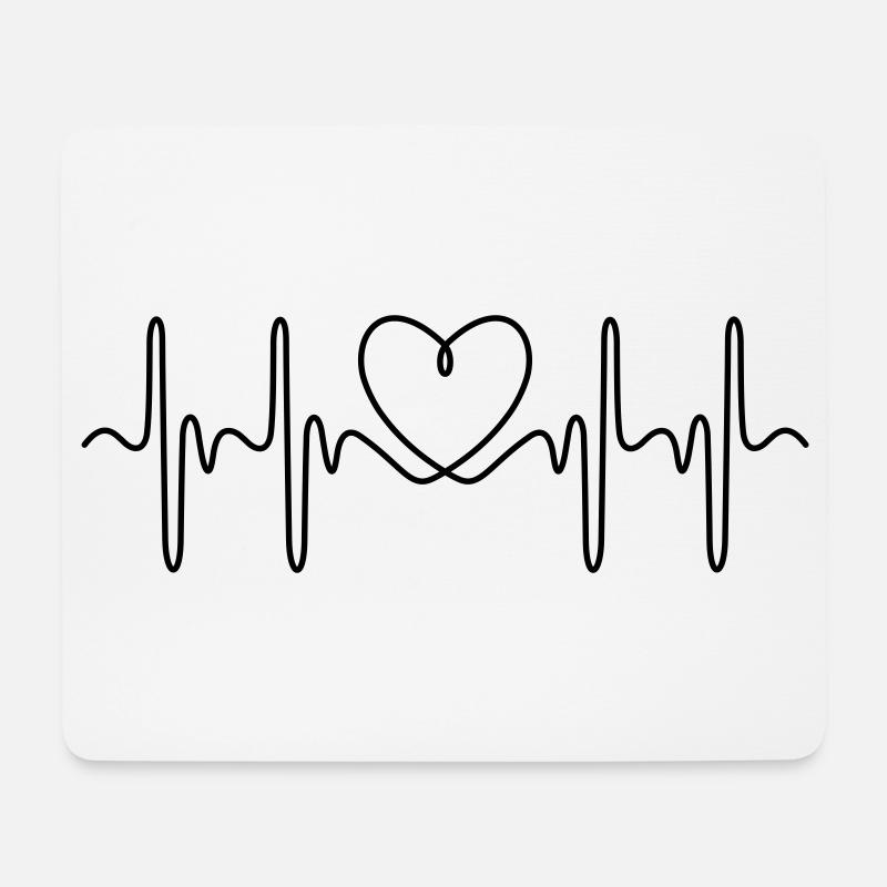 Herzschlag EKG - Mousepad (Querformat) - Weiß