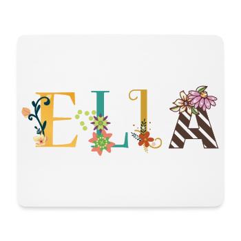 ELLA Name Art With Flowers Embroidered - Mouse Pad (horizontal) - white - Front