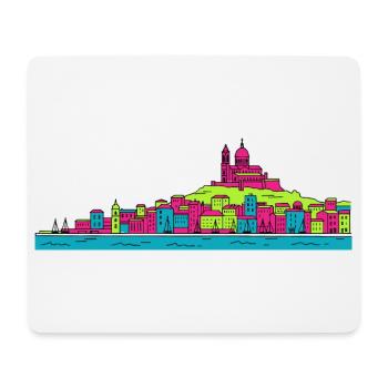 Basilique skyline de la ville de Marseille Modern Line Art - Tapis de souris (format paysage) - blanc - Devant