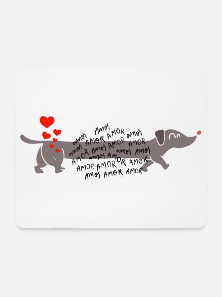Dackel love Liebe - Mousepad (Querformat) - Weiß