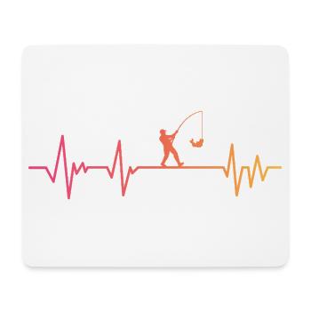 Angeln Sonnenuntergangs-Fischerherzschlag - Mousepad (Querformat) - Weiß - Vorne