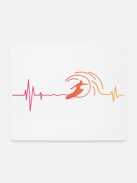 Surf Herzschlag Surfen Surfer - Mousepad (Querformat) - Weiß
