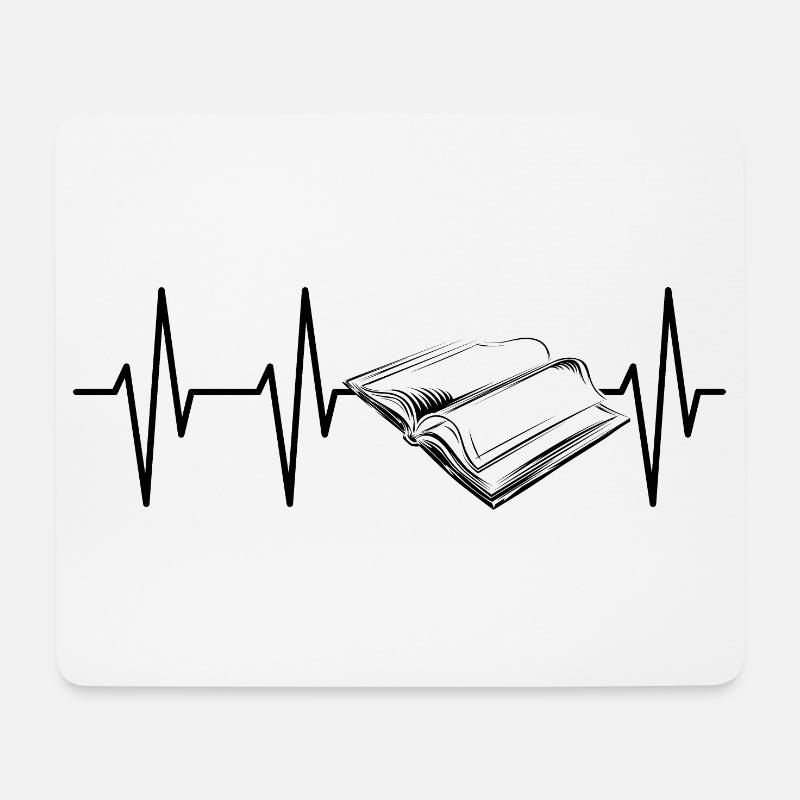Buch Bücher Messe Symbol Herzschlag Puls Ekg icon - Mousepad (Querformat) - Weiß