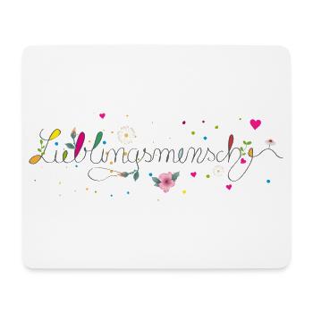 Zarte Lieblingsmensch Kalligrafie für Valentinstag - Mousepad (Querformat) - Weiß - Vorne