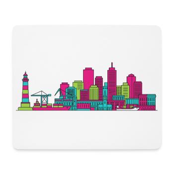 Art moderne en ligne du phare Skyline de Genoa City - Tapis de souris (format paysage) - blanc - Devant