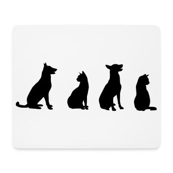 Katzen und Hunde - Mousepad (Querformat) - Weiß - Vorne
