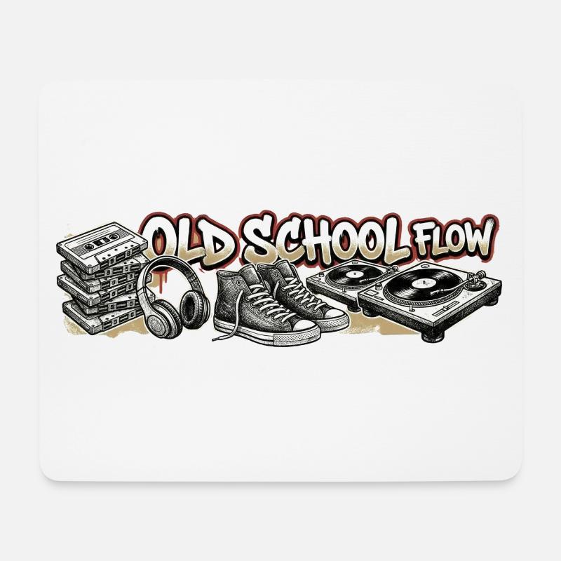 Old School Flow Retro Hip-Hop Motif - Mousepad (Querformat) - Weiß