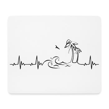 Vacation palm tree island beach heartbeat pulse - Mouse Pad (horizontal) - white - Front