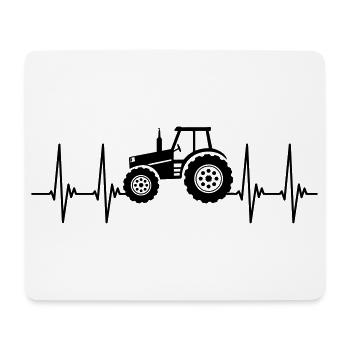 ECG, tracteur, agriculteur, conduite de tracteur, battement de coeur - Tapis de souris (format paysage) - blanc - Devant