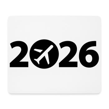 Vol 2026, Voyage 2026, Vacances 2026 - Tapis de souris (format paysage) - blanc - Devant