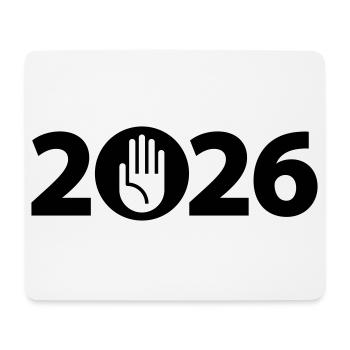 Stop, bonjour, attention 2026 - Tapis de souris (format paysage) - blanc - Devant