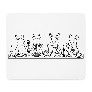 Dining Rabbits - Mouse Pad (horizontal) - white - Front