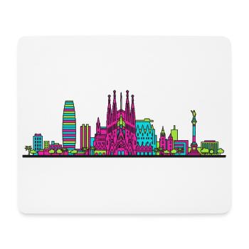 Art de ligne de la Skyline de la Sagrada Familia de la ville de Barcelone - Tapis de souris (format paysage) - blanc - Devant