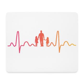 Père avec deux filles sunset battement de coeur   - Tapis de souris (format paysage) - blanc - Devant