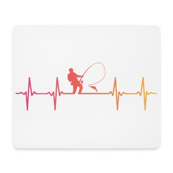 Angeln Herzschlag Angler Fischen - Mousepad (Querformat) - Weiß - Vorne