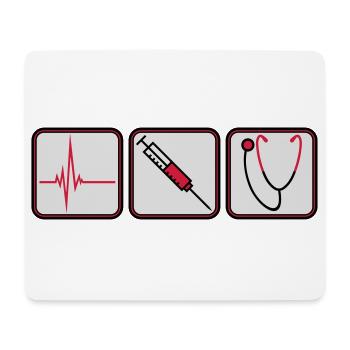 Docteur 3 boutons seringue logo Écoute du stéthoscope - Tapis de souris (format paysage) - blanc - Devant