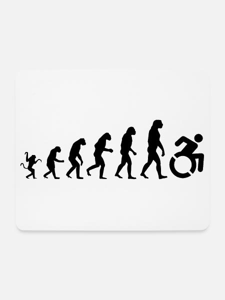 Evolution des Rollstuhls, der Rolle, des Humors * - Mousepad (Querformat) - Weiß
