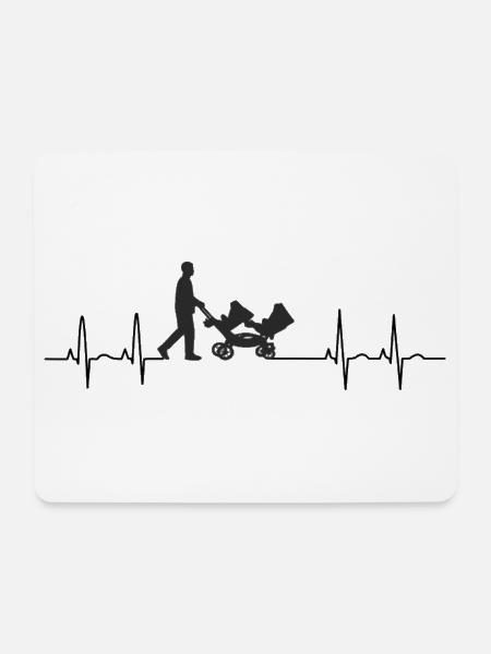 Herzschlag Kinderwagen Zwillinge Kardiogramm - Mousepad (Querformat) - Weiß