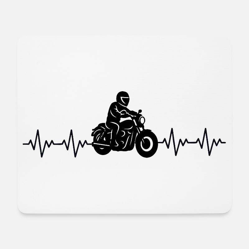 Motorrad EKG Herzschlag - Mousepad (Querformat) - Weiß