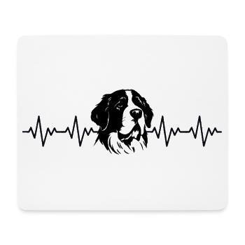 ECG de Saint-Bernard Battement de cœur - Tapis de souris (format paysage) - blanc - Devant