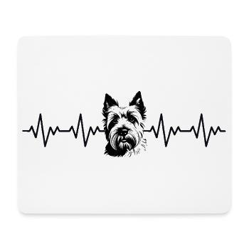 Battement de cœur dans l’ECG Westie West Highland Terrier - Tapis de souris (format paysage) - blanc - Devant