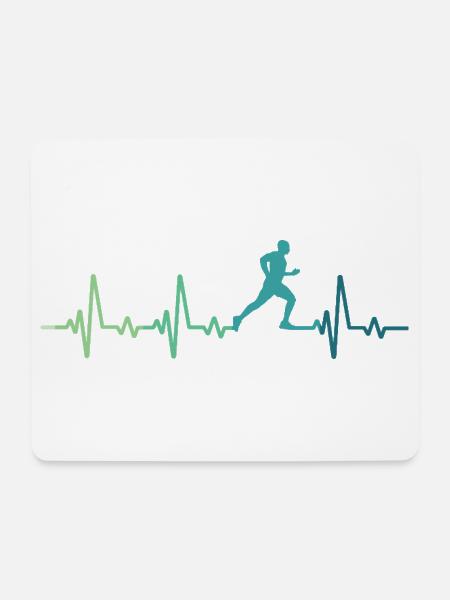 Laufendes Herzschlagen Laufendes Geschenk Laufen - Mousepad (Querformat) - Weiß