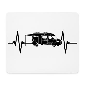 Camping love with heartbeat and motorhome - Mouse Pad (horizontal) - white - Front