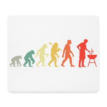 Retro Grillen Evolution für BBQ Grillteufel - Mousepad (Querformat) - Weiß - Vorne