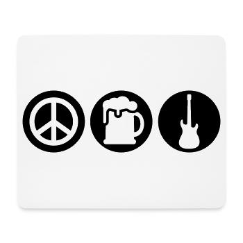 Peace | Beer | Rock | Frieden | Bier | Rock & Roll - Mouse Pad (horizontal) - white - Front