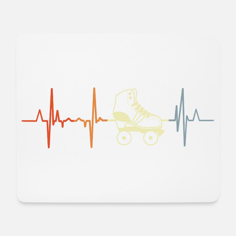 Rollerskates Herzlinie EKG - Mousepad (Querformat) - Weiß