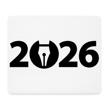 Écrivain 2026, Poète 2026, Stylo-plume 2026 - Tapis de souris (format paysage) - blanc - Devant