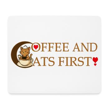 Café et chats d’abord - Tapis de souris (format paysage) - blanc - Devant