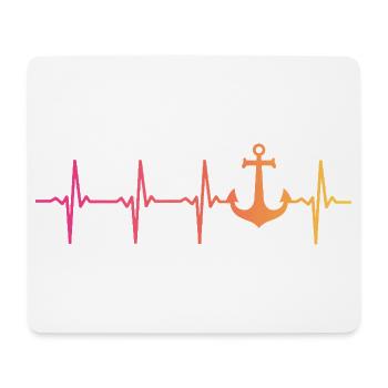 Anchor heartbeat marine captain boat - Mouse Pad (horizontal) - white - Front