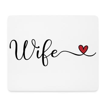 Wife Heart Typography - Mouse Pad (horizontal) - white - Front