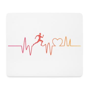 Laufen Joggen Herzschlag running - Mousepad (Querformat) - Weiß - Vorne
