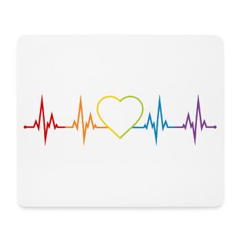 Herzschlag Herz Regenbogen LGBT CSD Liebe bunt - Mousepad (Querformat) - Weiß - Vorne
