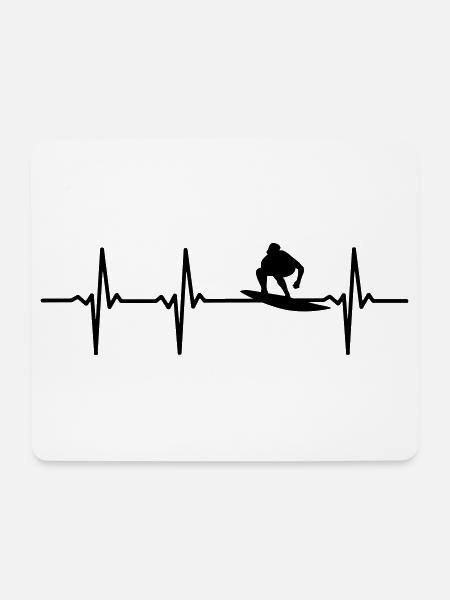 Surfer EKG - Mousepad (Querformat) - Weiß