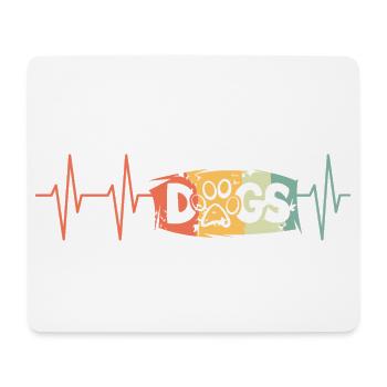 puls dogs schild Logo retro vintage Herzschlag - Mousepad (Querformat) - Weiß - Vorne