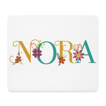 Art du nom NORA avec des fleurs brodées - Tapis de souris (format paysage) - blanc - Devant
