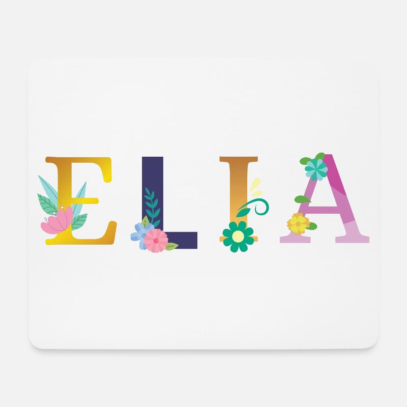 ELIA Name mit Blumen geschmückt - Mousepad (Querformat) - Weiß