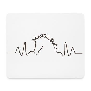 Ligne ECG Cheval Battement de Cœur Équitation - Tapis de souris (format paysage) - blanc - Devant