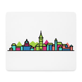 Biel Bienne City Skyline Moderne Linienkunst - Mousepad (Querformat) - Weiß - Vorne